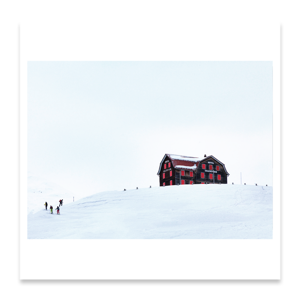 Tourers make their way to Galenestock in the Ursern Valley in the Swiss Alps.  From a series of photographs for the book Beyond the Clouds