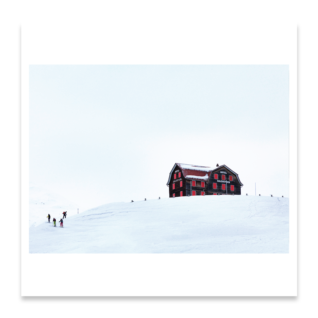 Tourers make their way to Galenestock in the Ursern Valley in the Swiss Alps.  From a series of photographs for the book Beyond the Clouds